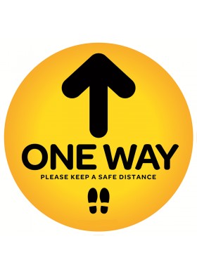 Yellow 6pcs One Way 12 Inch Round Floor Decal(6pcs)